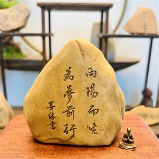 天然戈壁泥石原石真石头刻字办公桌面摆件花盆鱼缸造景工艺品礼品