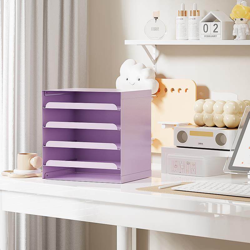 4盘收纳盒多层信铁艺办公桌抽屉物柜桌上信盘a纸文件资料分类好物