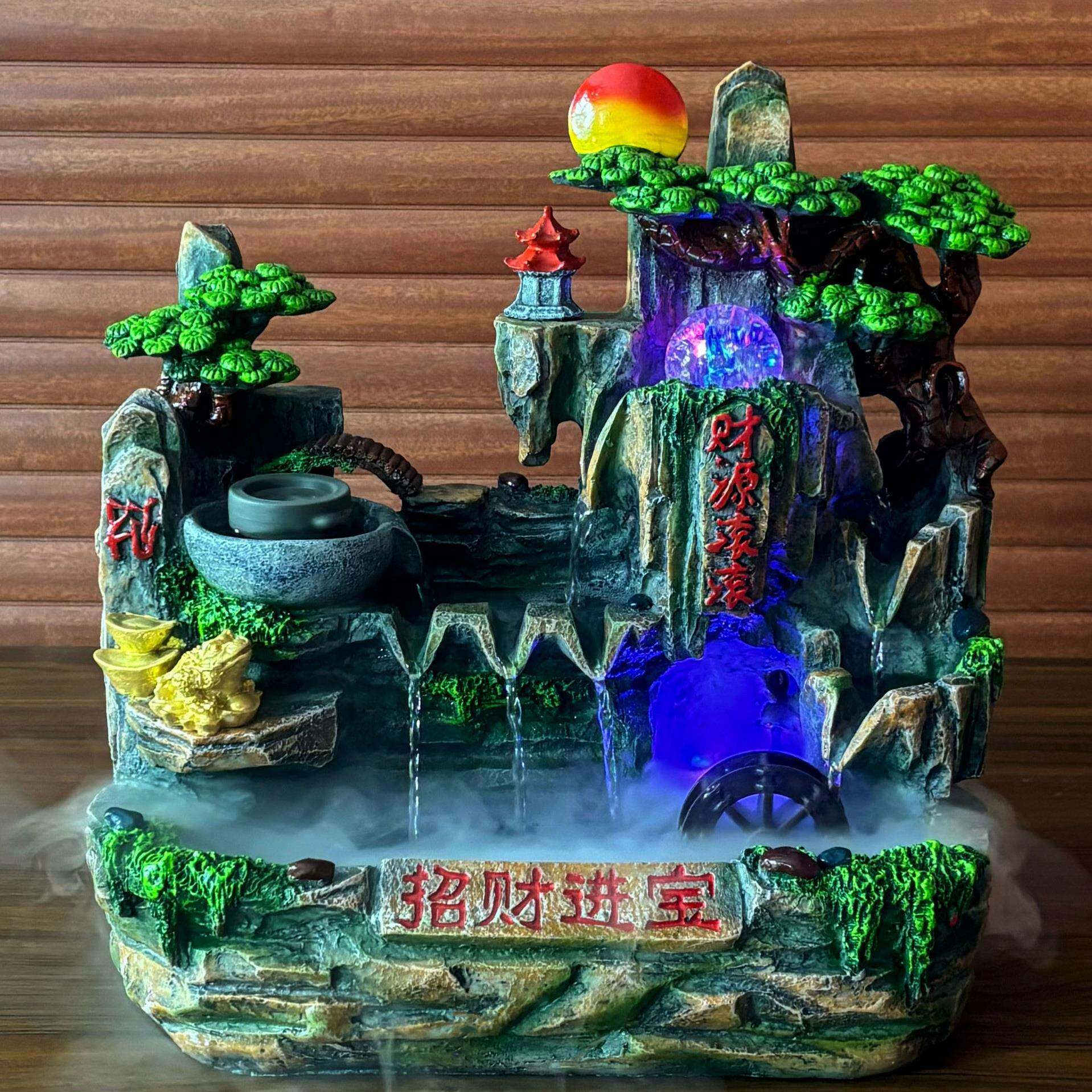 家假山水生财摆件客居加湿流器盆景厅装CXC饰开业礼品