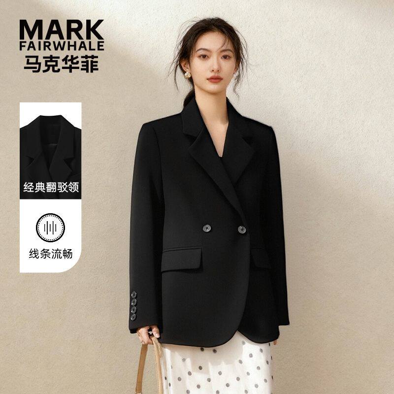 马克华菲女装宽松休闲西装外套女2026年新款春装设计感小个子西服
