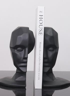 新古典欧板书式样房树脂人物件别GAR墅家居软摆装现代人头档书靠