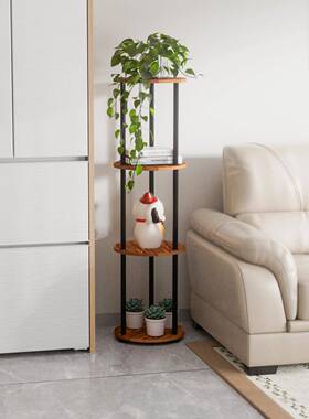 铁木合花架置物中架式圆形室LKZ内落地式新中式花盆客厅花吊兰架