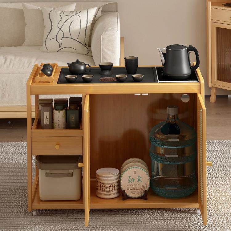 985茶几客家式用沙茶桌烧水壶一体嵌入茶台可移动发边几小户型边