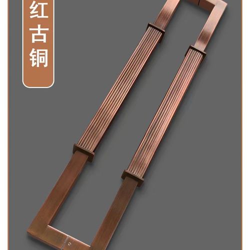 新中式玻璃门f拉手 直纹方管金色酒店大门把手 加厚不锈钢拉手现