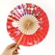 新款 团扇圆形头青竹艺绸布扇风车扇子 送扇套7寸随身折叠女扇日式