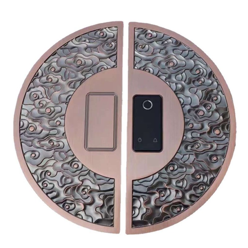 新中式别墅大门拉手古铜玻璃门把手智能推拉带M指纹密码锁高a0799