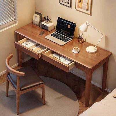 全实木桌小户家用FEH成书人长条桌约型学生简学习写字桌电脑桌子