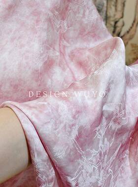 無忧香纱布料人丝香云纱面真料TZQ丝手感提花布国风设计感云袍裙