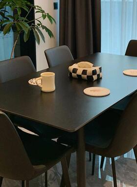 黑色B0550J桌全2托岩板餐长方形小户型饭小餐桌椅024年新款家用户