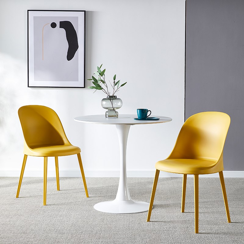 K8岩板圆桌洽谈桌椅组合家用饭桌餐桌小圆桌子洽谈桌咖啡桌一桌四