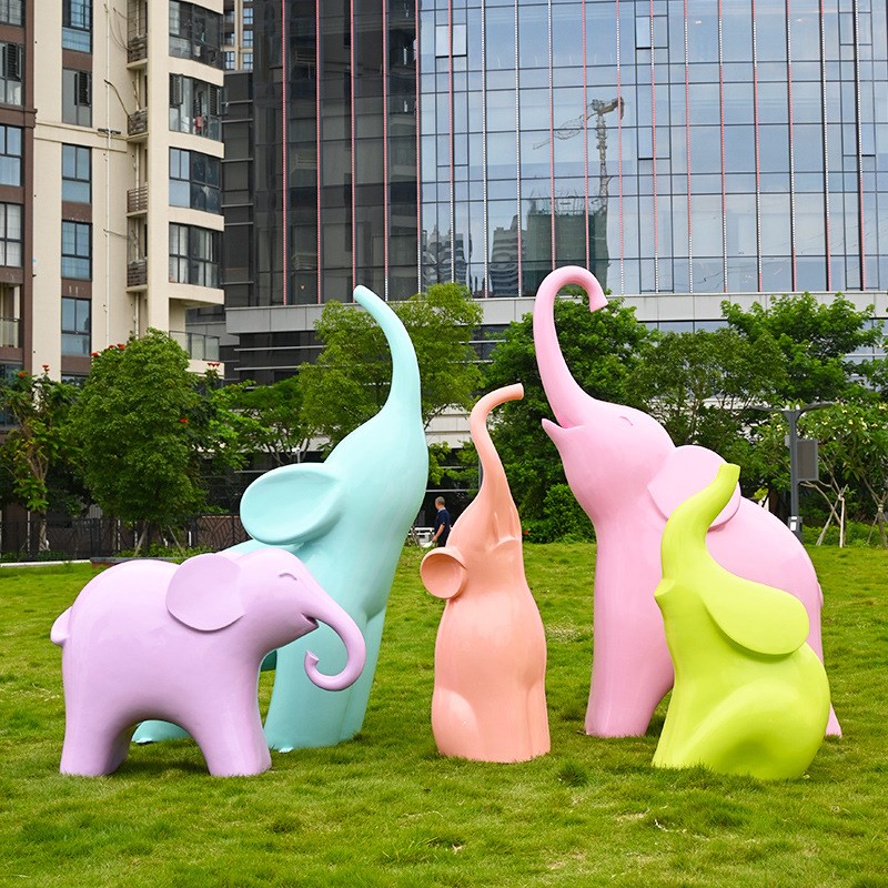 幼儿园户外装饰抽象大象玻璃钢雕塑花园动物草坪摆件园林景观小品