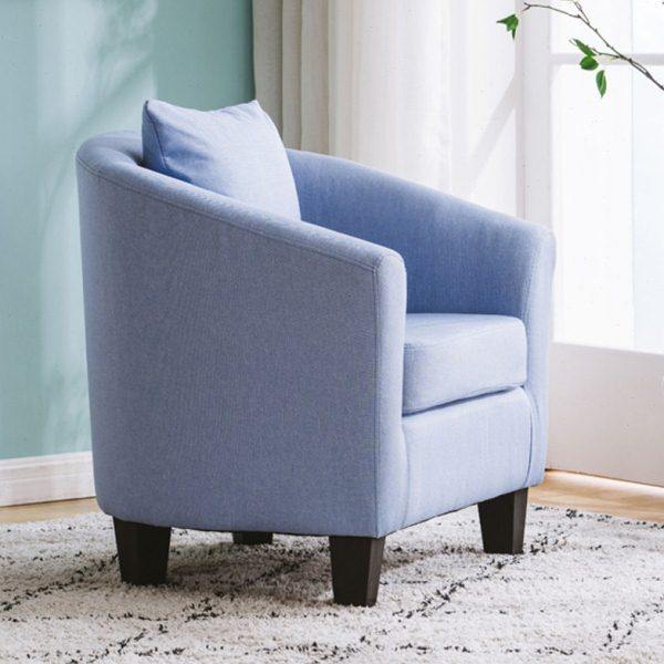 简约单人沙发布艺咖啡厅酒店卧室卡座休闲接阳台待洽谈小户型沙发