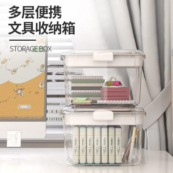 学生文具收纳盒多功能大容量透明文具手提收纳箱桌面杂物储物箱子,收纳整理,文具收纳盒,淘宝优惠券,粉丝福利购,淘宝优惠卷