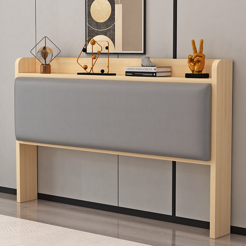 W8实木床c头靠背板双人床头板榻榻米床头单买简约款欧式软包床头