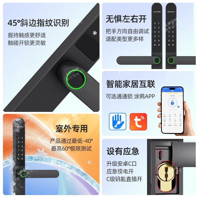 断桥铝合金指纹密码锁室