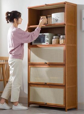 厨房置物架带柜门落地多层多功能橱器物63149柜微波炉储烤箱电置