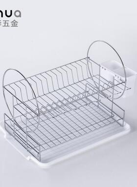 约简厨房双层电镀沥水碗架可拆装头白色整收纳餐YH-371具收圆纳理