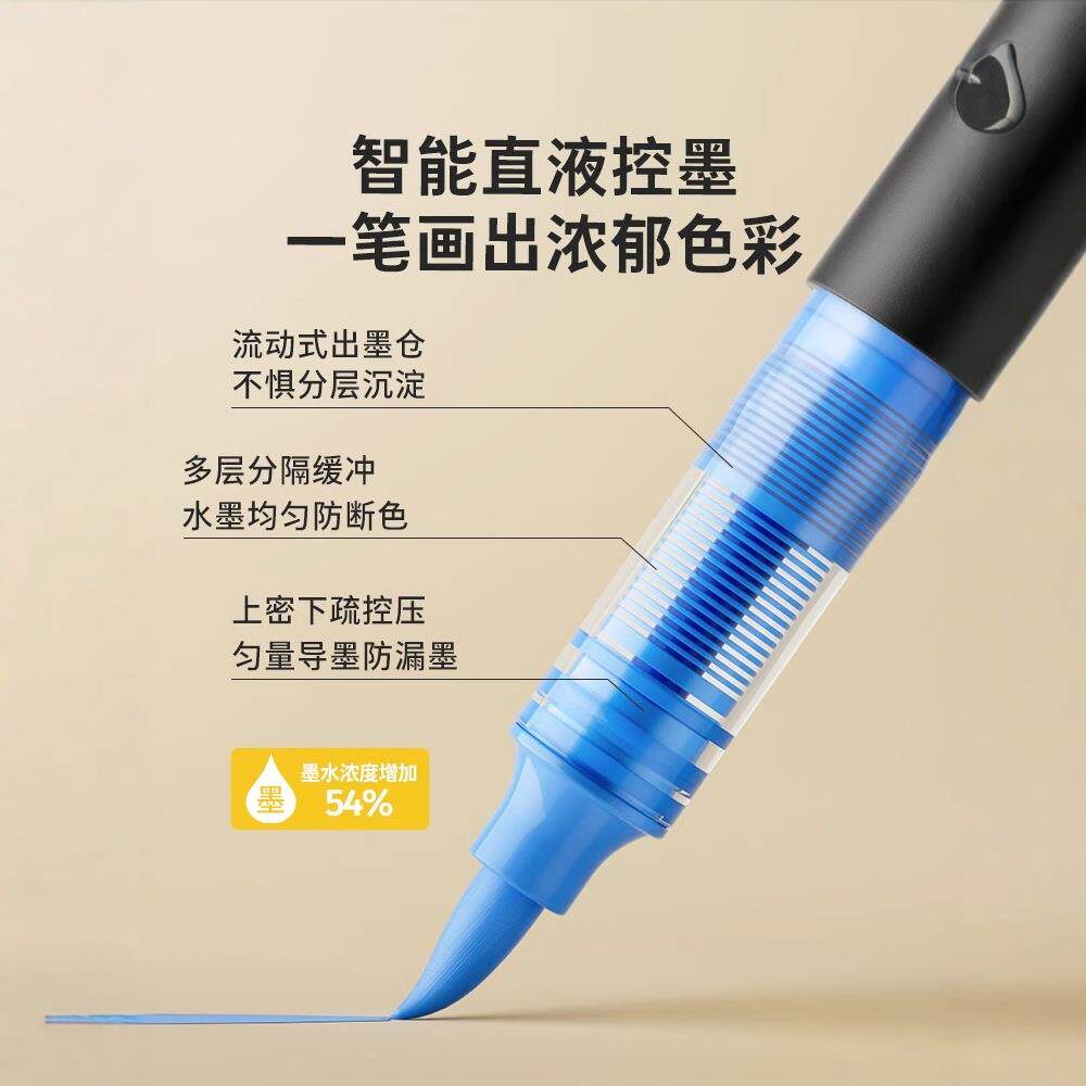 恩米小黑盒直液式毒丙烯马克笔软头画画美专用可水彩笔183水术洗