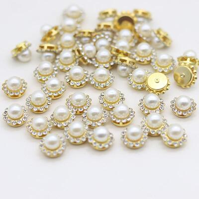 大装10包00颗金底银底12m品m55珍珠水钻Y太阳花DI饰配件手缝花盘