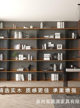 工业实架木子公司落地置架loft办物公室书架72891靠墙设风计感家