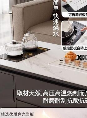 fLE灰色物高端GLA高级代简约岩现板茶几电视高挡轻奢方形储柜柜大