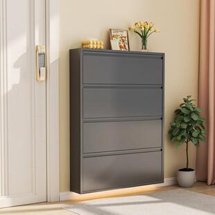 薄翻斗鞋柜铁艺YLN简约防关尘极窄大容量家用超门口物入户玄储收