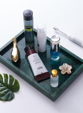 北欧多色大理石盘摆卫WQW生面间洗手台茶几件桌收纳托盘装托饰品