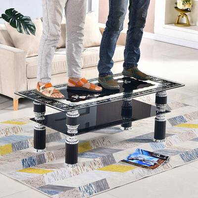 玻璃茶几长方客双层茶几简约茶几桌茶大小形户型见详情办公客厅桌