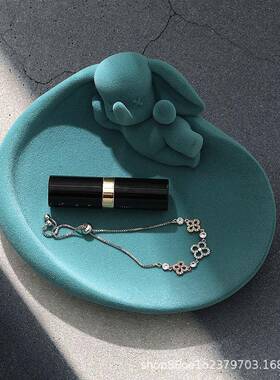 小象钥匙收纳摆件桌面首饰盘客飞厅入户玄关家居装PNR品饰情节人