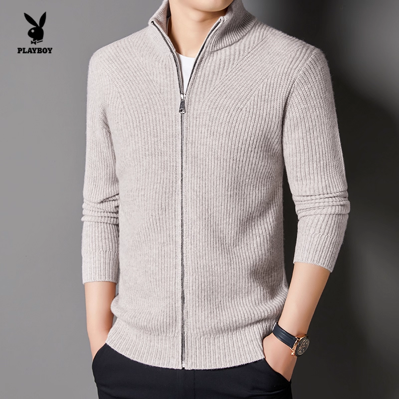 花花公子羊毛立领拉链开衫男针织衫休闲百搭毛衣外套常规款百搭款,男装,针织衫/毛衣,淘宝优惠券,粉丝福利购,淘宝优惠卷