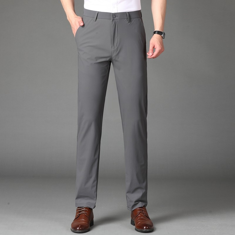 花花公子冰丝休闲裤男夏季薄2026新宽松直筒西裤垂感透气长裤子