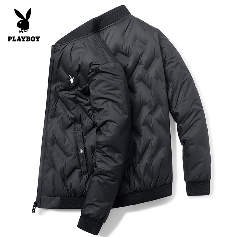 花花公子超轻薄羽绒服男士短款2025秋冬季新款立领休闲保暖外套