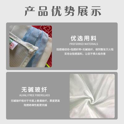 无碱加厚标玻国纤灭火毯1m1.5m加厚高MJT1000*品质家用火应急防毯