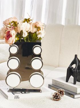 梵茜现代花奢高级轻感金属不锈钢间银白色瓶花器客厅PDF0017A茶几