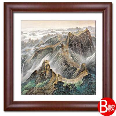 山水装饰画泰日出东方山日出东方壁画室办公客厅背靠景挂墙画玄关