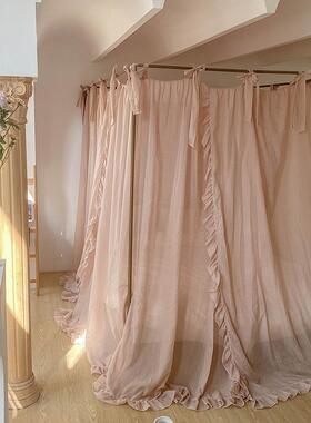 新2024款法式蚊OEL帐宫廷落主地床幔公风床尘帘三开遮光防老式架
