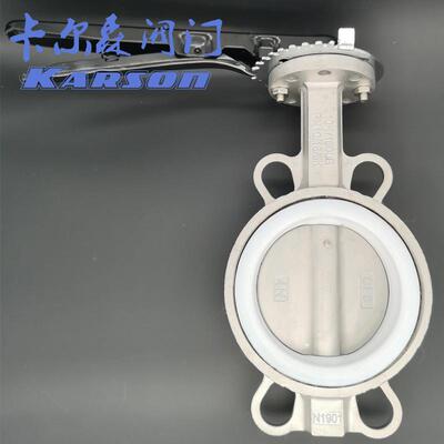 卡尔F森厂家D71P-16P四氟酸碱腐蚀1562寸D柄N050不锈钢34手对夹蝶