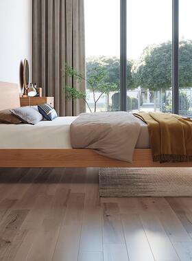 木欧北白简约实木床主卧OUX双人床中小户型蜡1.5m1.8米大床厂家