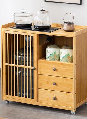 移动几茶台具茶车家用茶水柜实LVI木小茶桌几带轮茶功夫器茶烧水