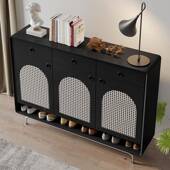 北欧实木鞋 1柜家用客藤编收纳厅柜对开关门入户玄多功能储 QR1219