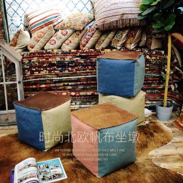 北欧现代简约成人帆布坐墩蒲团坐垫换鞋凳脚凳沙发凳矮凳墩子
