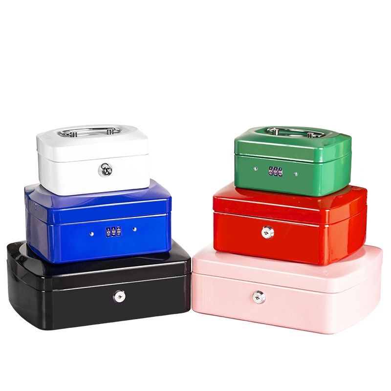 密码锁收纳盒手提小箱子带v锁金属保险盒铁盒子存钱收银钱箱储蓄