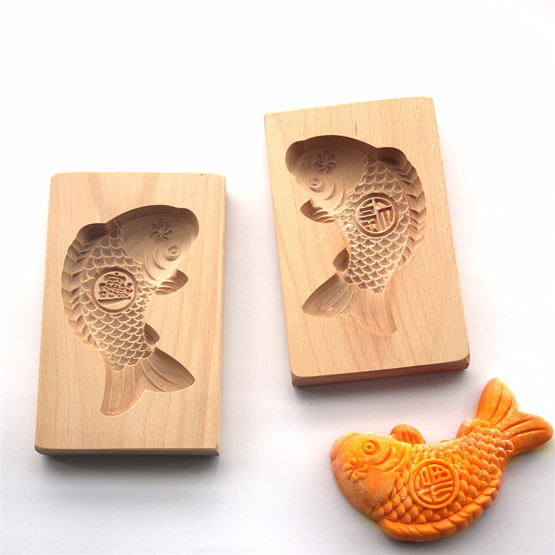 大号立体鱼新款j面食糕点点心馒头绿豆南瓜饼冰皮月饼模具木质包