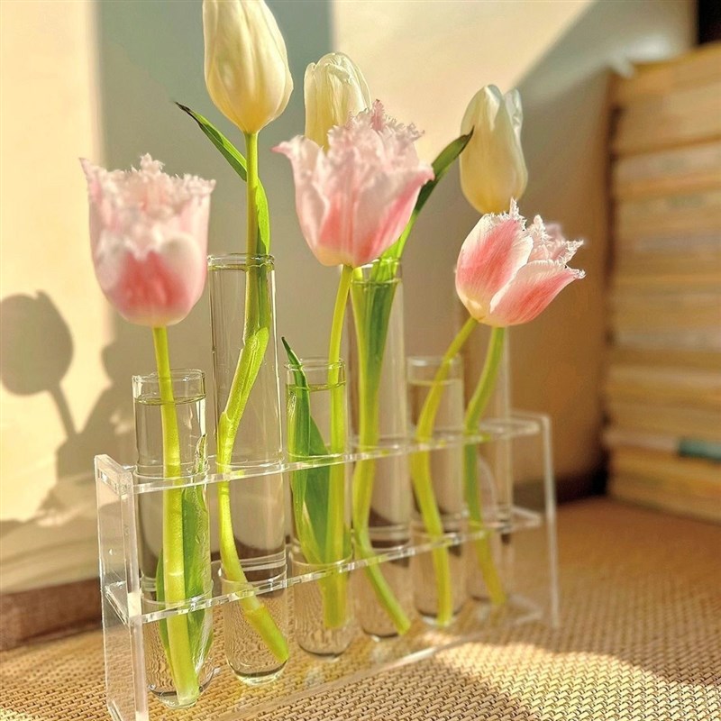 试管花瓶小摆件h客厅轻奢高档玻璃花架鲜花水培插花试管花瓶不含