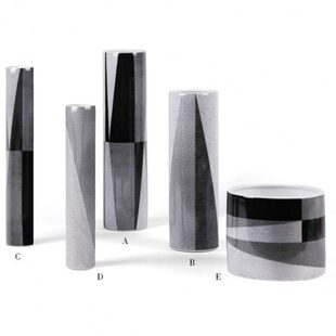 灰黑色陶瓷罗伯森几何现代直筒花瓶插花摆件欧式客厅办公室装饰品