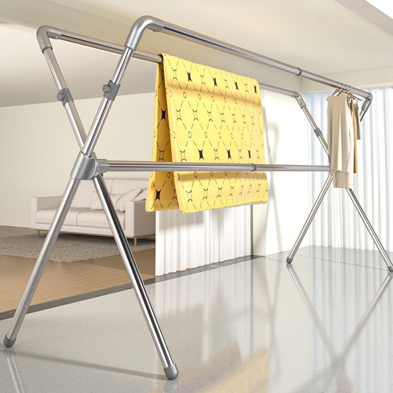 晾衣架落地可折叠室内阳台加厚不锈钢x型支O架家用晒被子架晒衣架