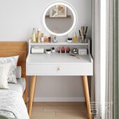 小户型宿舍小型迷你50 60cm长梳妆台三角转角简易化妆桌子A2916