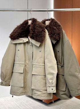 【妍妍粉丝专享】25新款毛领派克服中长款保暖外套ONWD2215125798