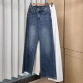 妍妍粉丝专享 阔腿裤 春季 烫钻刺绣直筒牛仔裤 ONKN01615963 新款