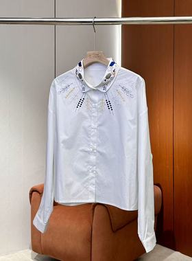 【妍妍粉丝专享】26新款重工刺绣长袖翻领衬衫ONSC04615883